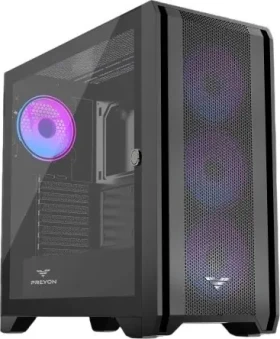 PREYON Nest Windy+ ARGB černá / ATX / USB-A 3.0 /USB-A 2.0 / USB-C / 4x 120mm / bez zdroje / průhledná bočnice (PRENWP04B)