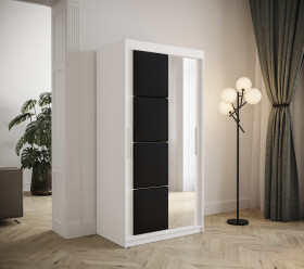 Šatní skříň Abi Tapi Barva korpusu: Bílá, Rozměry: 120 cm, Dveře: Černá koženka