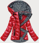 Lesklá červená bunda se vzorovanými vsadkami (W718) odcienie czerwieni