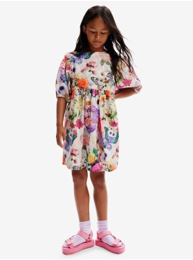 Fialovo-krémové holčičí květované šaty Desigual Akira Holky