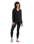 Dámské triko ICEBREAKER Wmns 200 Oasis LS V, Black/Snow/Stripe velikost: L