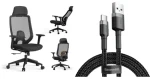 SENSE7 Kancelářské ergonomické křeslo Nakai černá / USB kabel