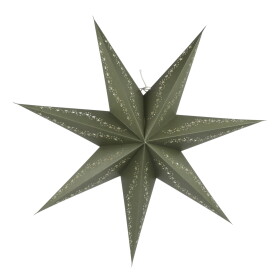 Chic Antique Závěsná svítící hvězda Olive 60 cm, zelená barva, papír