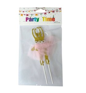 Dortisimo Zápich do dortu Baletky 2 zlaté s růžovou sukní (2 ks)