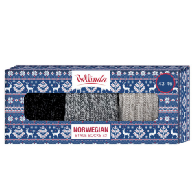 Dárková krabička zimních ponožek páry NORWEGIAN STYLE SOCKS BOX BELLINDA světle modrá