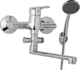 JB Sanitary Nástěnná umyvadlová a sprchová baterie FINERY, rozteč 150 mm, s příslušenstvím, ramínko 300 mm F10 36 11