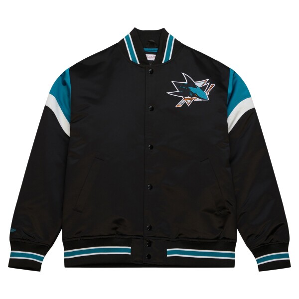 Mitchell Ness Pánská Bunda San Jose Sharks NHL Heavyweight Satin Jacket Velikost: