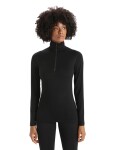 Dámské merino tričko s dlouhým rukávem ICEBREAKER Wmns 200 Oasis LS Half Zip, Black velikost: L