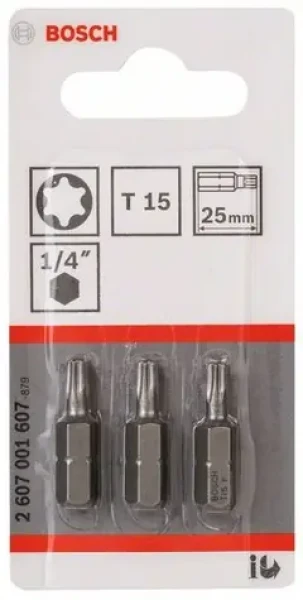 BOSCH 2607001607 / Extra-Hard sada bitů T15 25 mm 3 ks (2607001607)