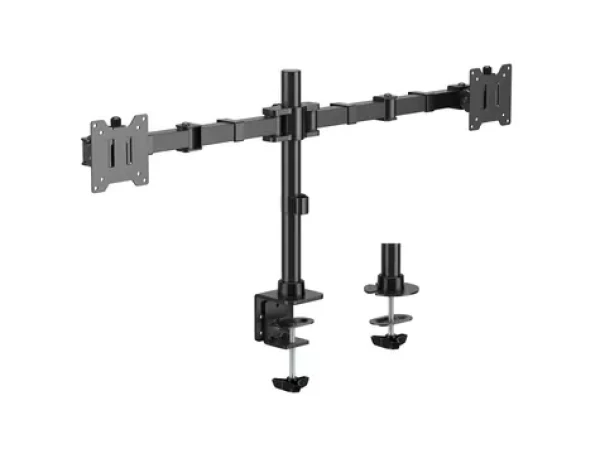Equip černá / Stolní držák pro dva monitory / 17-35" / 20 kg na monitor / VESA 100x100 / 360° (650177)