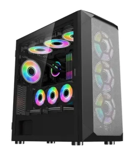 1stCOOL MiddleTower Wind Storm černá / PC skříň / Bez zdroje / 2x USB 1x USB 3.0 / Tvrzené sklo (ML-WSTORM-B)