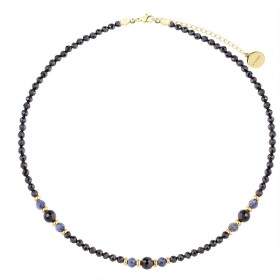 Luxusní náhrdelník s černými turmalíny a modrými safíry, Černá 38 cm + 5 cm (prodloužení)