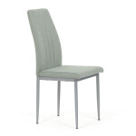 Židle jídelní, zelená látka, šedé kovové nohy