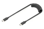Digitus USB-C - USB-C černá / Spirálový nabíjecí kabel / USB PD 60W / 480 Mbit/s / 1m (AK-300431-006-S)