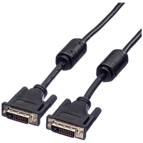 Roline DVI kabel DVI-D 24+1pol. Zástrčka, DVI-D 24+1pol. Zástrčka 1.00 m černá 11.04.5521 zablokovatelný DVI kabel
