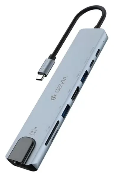 Devia EC706 tmavě šedá / USB Hub / USB-C / 8v1 (6942297125902)
