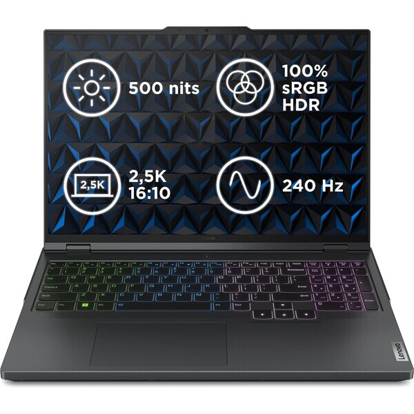 Lenovo Legion Pro 5 16IRX9 šedá / 16" WQXGA / i7-14700HX 2.1GHz / 32GB / 1TB SSD / RTX 4070 8GB / Bez OS (83DF0031CK)