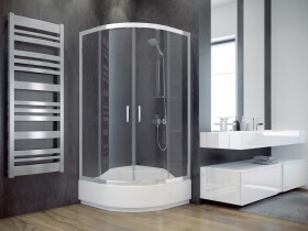 BESCO - Čtvrtkruhový sprchový kout MODERN 165 - Barva rámu - Chrom/Leštěný hliník (ALU), Rozměr A - 90, Rozměr B - 90, Rozměr C - 165, Směr zavírání - Univerzální Levé / Pravé, Výplň - Fume bezpečnostní sklo - 6 mm BD90CTVRT65CG