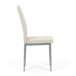 Židle jídelní, krémová látka, šedé kovové nohy