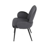 Židle jidelní, šedá látka, černá kovová noha