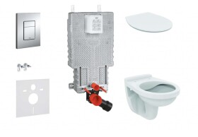 GROHE - Uniset Set předstěnové instalace, klozet Alpha se sedátkem, tlačítko Skate Cosmopolitan, chrom 38643SET-KD