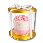 Cake Star Cake Star Plastový kulatý box na dorty bez stuhy 4Cake zlatý (31 x 31 x 34 cm)