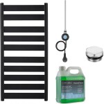 CERANO - Koupelnový elektrický radiátorový set Marco - WIFI - 600W - černá matná - 1125x550 mm CER-978849
