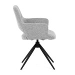 Židle jídelní, šedá látka, 360° vratný mechanismus, černý kov