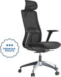 MERCURY WISDOM tmavě šedá / Ergonomická kancelářská židle / Nosnost 150 kg / Synchronní mechanika / Síťovaný opěrák