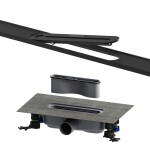 SET Sprchový žlab Kaldewei Flowline Zero 90 cm nerez černá mat a odtoková souprava FlowDrain Regular 940000010676+687744800000 KALDEWEISET10