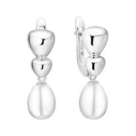 Stříbrné náušnice s bílou perlou Sofia - stříbro 925/1000, Stříbrná Bílá