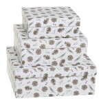 Chic Antique Dárková krabice Pine cones White – set 3 ks, bílá barva, papír