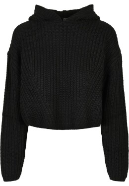 Dámský oversized svetr kapucí černý