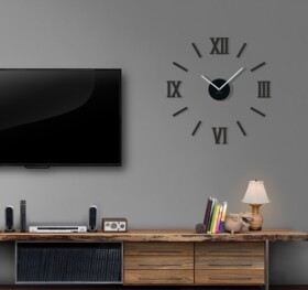 Dumdekorace Nalepovací hodiny na zeď v černé barvě 50 cm