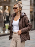 Dámská přechodová bunda s kapucí, hnědá, FashionStreet TY5772 L