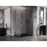 MEXEN/S - Lunar L sprchový kout dveře křídlové pravá 95 x 90, transparent, černá 834L-095-090-70-00-P