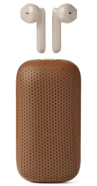 Lexon Speakerbuds hnědá / Bezdrátová sluchátka / Bluetooth reproduktor / mikrofon / Bluetooth 5.2 / USB-C (LA127C)
