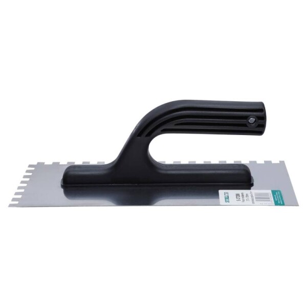 Hladítko nerezové 280 x 128 mm, plastová rukojeť, 8 x 8 zuby, STALCO