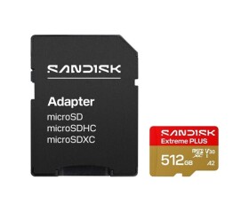 SanDisk MicroSDHC karta 512GB Extreme PLUS (R250/W1700MB/s, UHS-I V30, Rescue Pro Deluxe) + adaptér EDF_493850