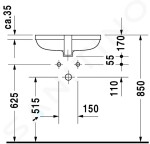 DURAVIT - Happy D.2 Umyvadlo zápustné 480x345 mm, bez otvoru pro baterii, alpská bílá 0457480000