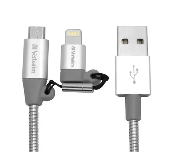 Verbatim 48869 Datový kabel Lightning/MicroUSB/USB-A 1m stříbrná (48869)