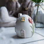 Det Gamle Apotek Keramický svícen Happy Easter Egg Pink Tulip, bílá barva, keramika