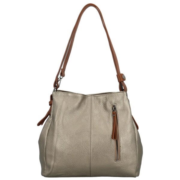 Stylová dámská koženková kabelka na rameno Smilla, tmavě stříbrná