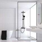 Erga Bodo, sprchová souprava s dešťovou hlavicí 23x23cm, černá matná, ERG-YKA-BP.BODO-23-BLK