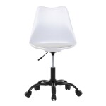 Židle kancelářská, bílá plastová skořepina, sedák bílá látka, kovový kříž