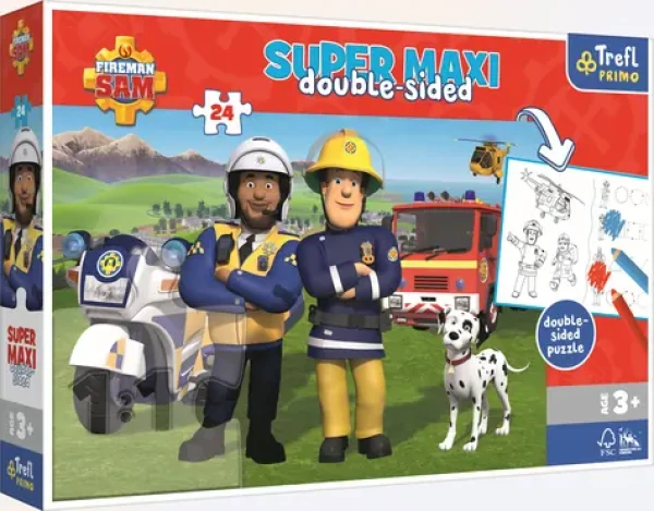 Trefl - Puzzle - Oboustranné puzzle Požárník Sam a jeho tým SUPER MAXI