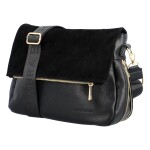 Dámská crossbody kabelka s klopou, LB Aleta, černá semišová