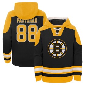 Outerstuff Dětská mikina David Pastrňák #88 Boston Bruins NHL Ageless Must-Have V-Neck Name & Number Pullover Hoodie - Black Velikost: Dětské M (9 - 11 let)