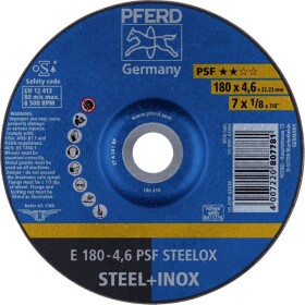 PFERD 62017520 E 180-4,6 PSF STEELOX brusný kotouč lomený Průměr 180 mm Ø otvoru 22.23 mm nerezová ocel, ocel 10 ks