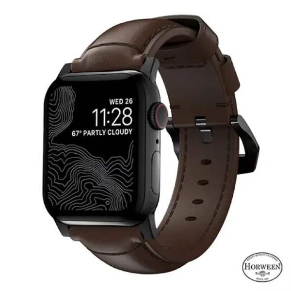 Řemínek Nomad pro Apple Watch Series 7 49mm přírodní kůže hnědý